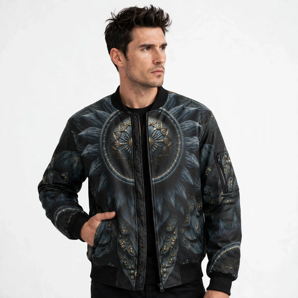 Depth Bloom — Men's Bomber Jacket With Sleeve Pocket