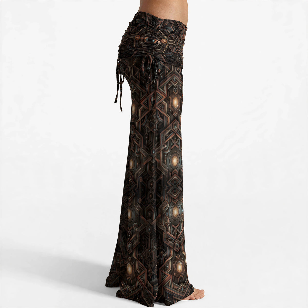 Engram 2 — Women's High Waist Wide Leg Pants — garment shown without model, side view