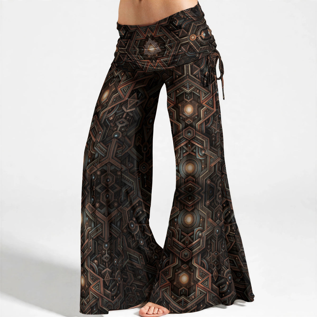 Engram 2 — Women's High Waist Wide Leg Pants — garment shown without model, front view