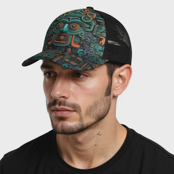 Unisex Trucker Hat With Black Half-mesh