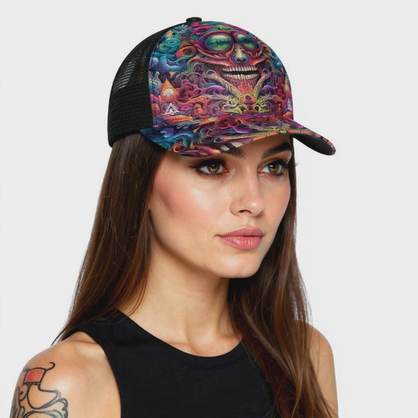Unisex Trucker Hat With Black Half-mesh