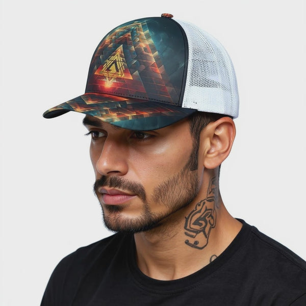 Unisex Trucker Hat With White Half-mesh